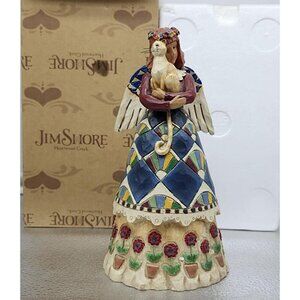 Jim Shore 2002 Heartwood Creek Angel Cat Figurine Lady Kitten With Box
